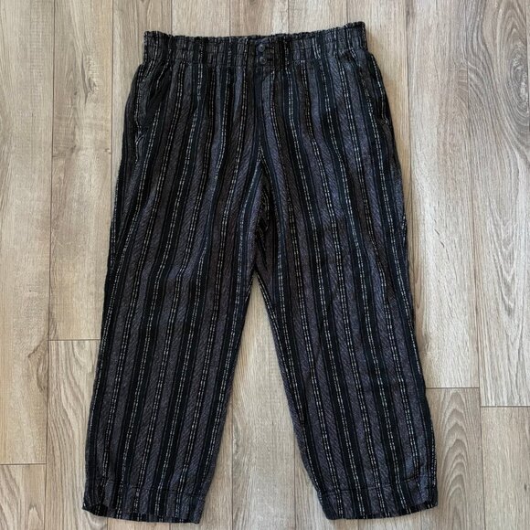 Briggs Linen Blend Wide Leg Pull-On Pants with Black and White Stripes Size XL - Picture 2 of 10